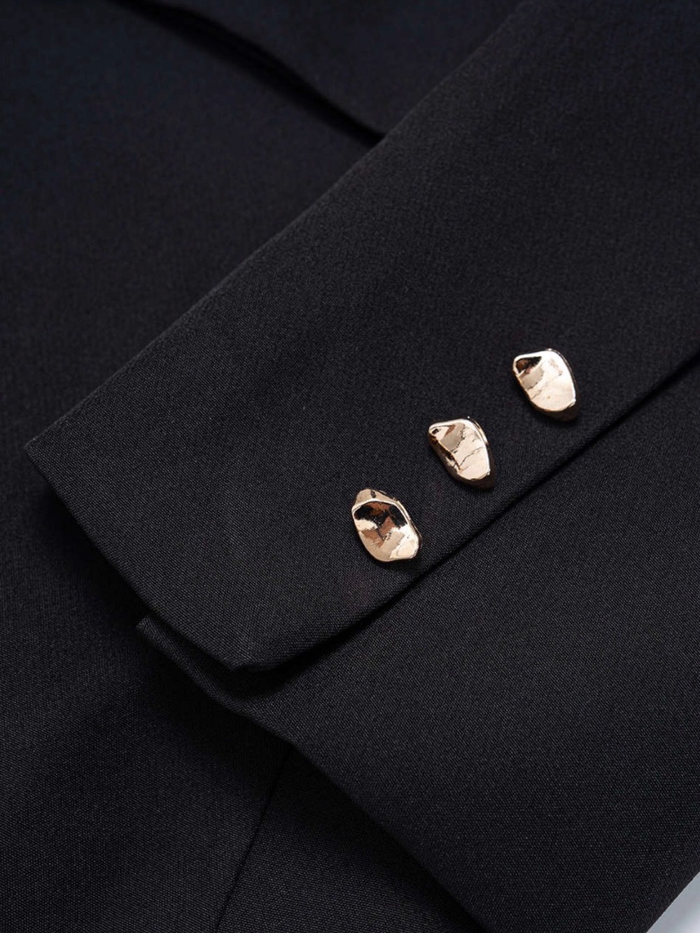 Women's Black Tailored Blazer with Sculpted Wrap and Gold Accent - Picture 4 of 8